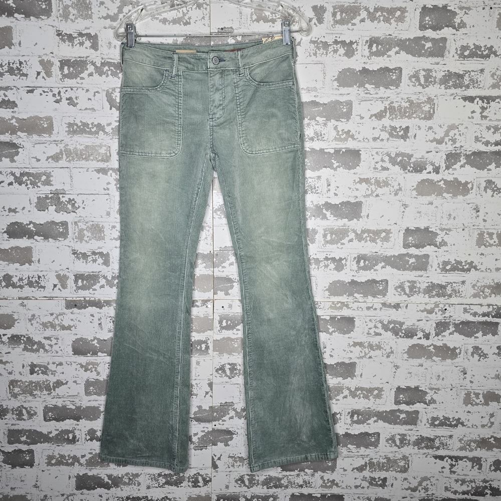 NWT‎ Pilcro Jeans Womens 26 The Icon Low Rise Pale Green Corduroy Flare Leg Boho